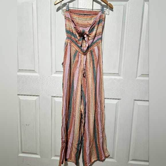 American Eagle Strapless Jumpsuit – Pastel Multicolor Stripes - Picture 3 of 9